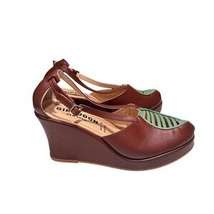 Giraudon New York Brown Leather Wedge Sandals Size 39 / 8.5